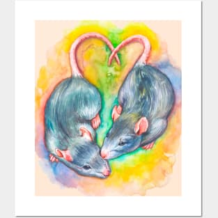 The watercolor rats (mouses) Posters and Art